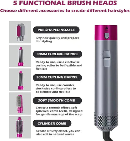 5-in-1 Hot Air Brush | Ionic Anti-Frizz | All Hair Types