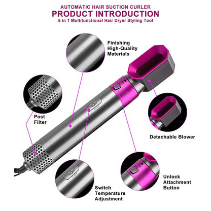 5-in-1 Hot Air Brush | Ionic Anti-Frizz | All Hair Types