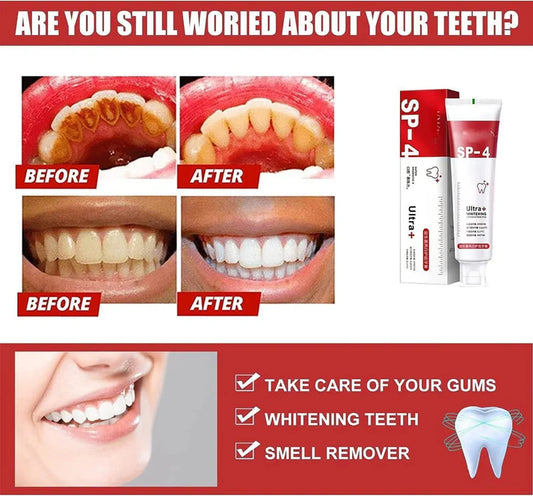 SP-4 Whitening Toothpaste 120g | Natural Herbal Formula | Sensitive Safe