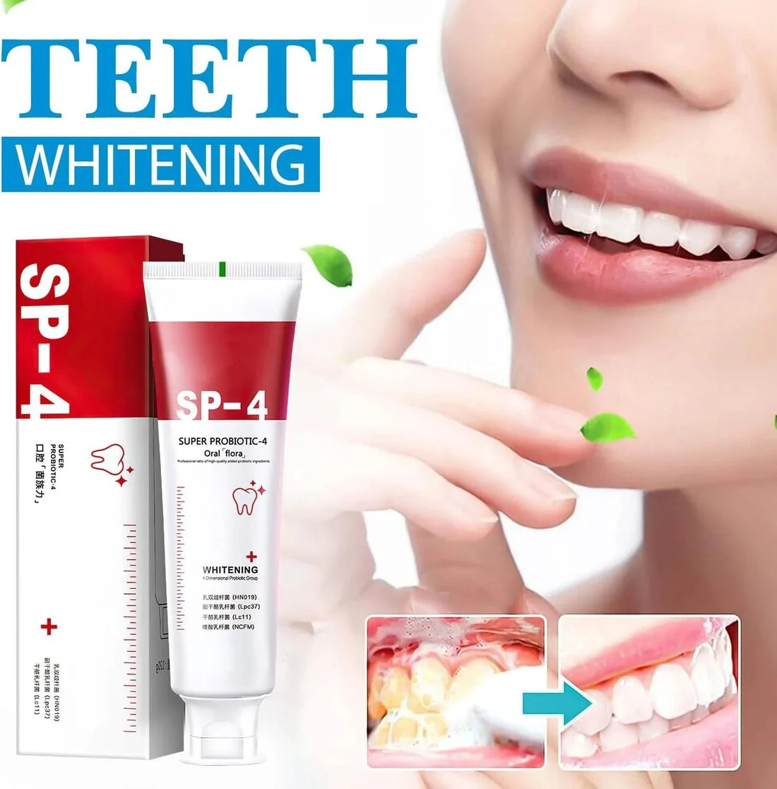 SP-4 Whitening Toothpaste 120g | Natural Herbal Formula | Sensitive Safe